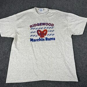 Vintage 90s Ridgewood Marchin Rams T Shirt Gray Heather Men's XL High School VTG